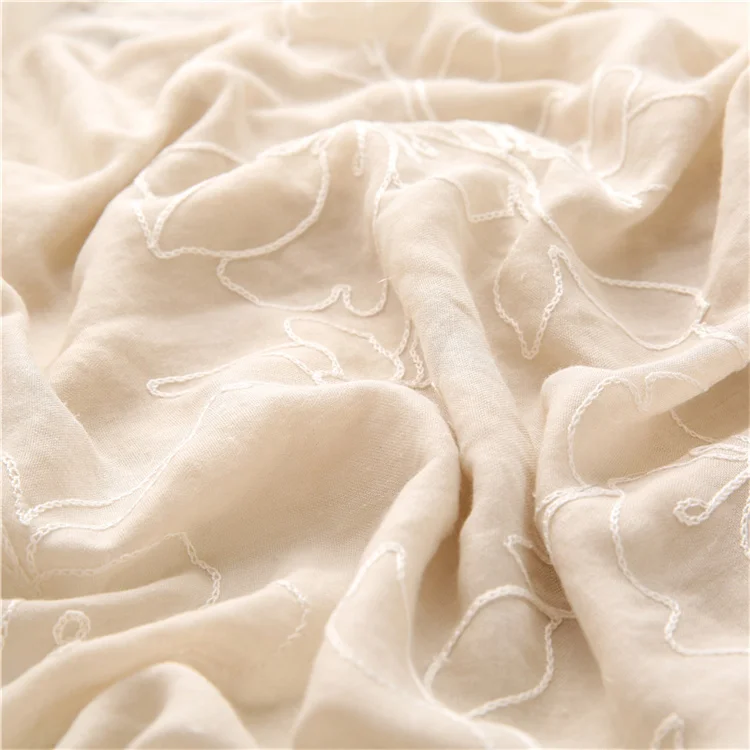 HEFT BOOOGE Warm Autumn Pure Color Embroidered Designer Scarf and Shawl