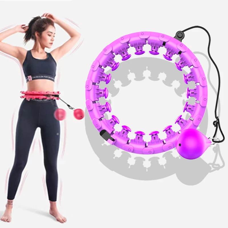 Q1 New Adjustable Massage Hula Ring Hoop with Exercise Ball Home Gym Equipment Waist Trainer Detachable Hula Hoops Weight Loss