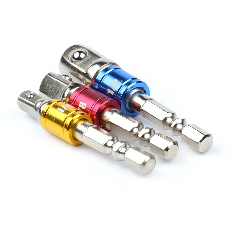 1/4'Hex Shank Square Nut Driver Power Drill Bit AD Extension Rod Socket Adapter Set