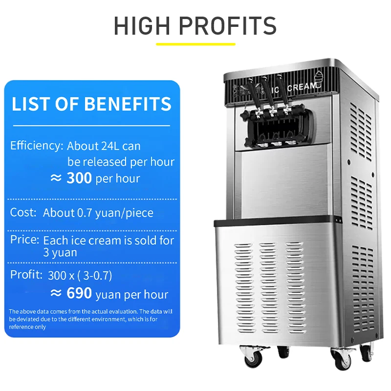 Commercial stall vertical automatic ice cream machine soft ice cream making machine