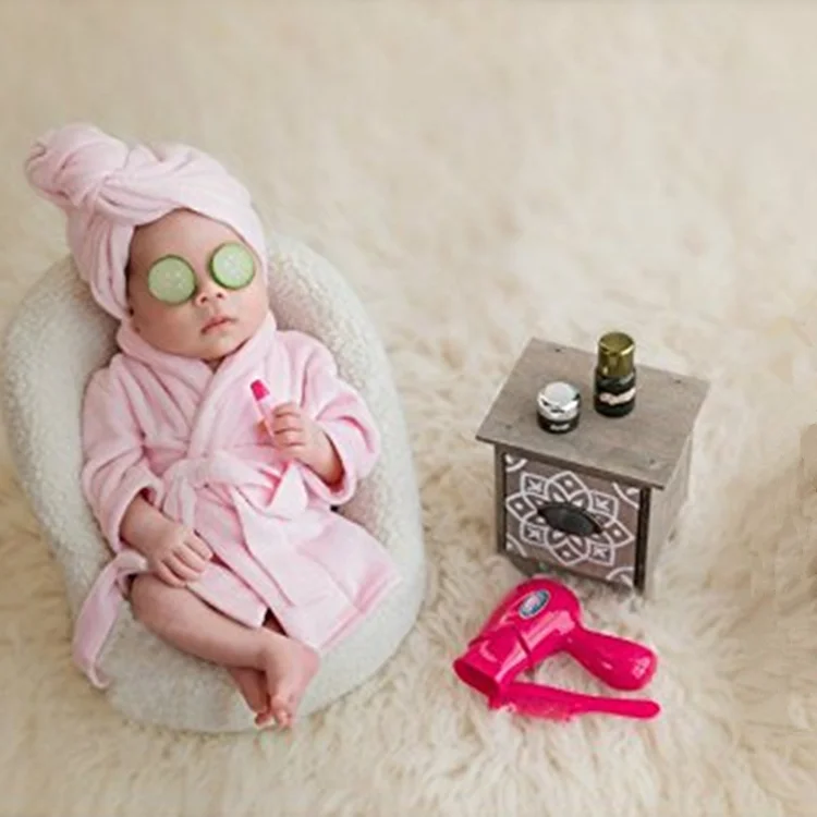 Оптовая продажа милый реквизит для фотосъемки новорожденных полотенца халат комплект