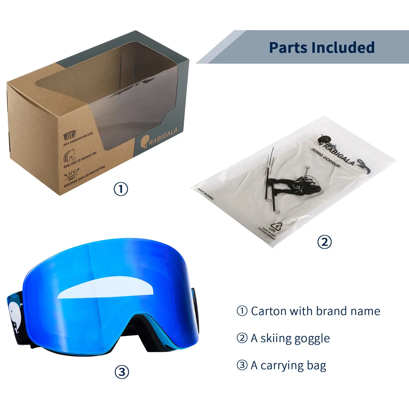 New Ski Goggles Spherical UV400 Lens Anti Ultraviolet Anti Fog Anti Scratch Ski Goggles For Teenagers Men And Women