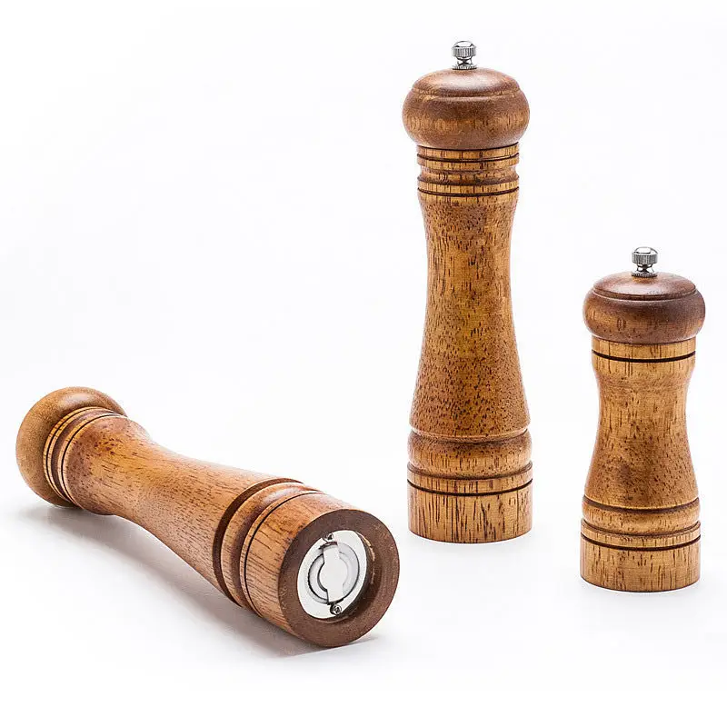 Salt and Pepper Grinding Set Elegant Wooden Salt and Pepper Shakers with Ceramic Mill