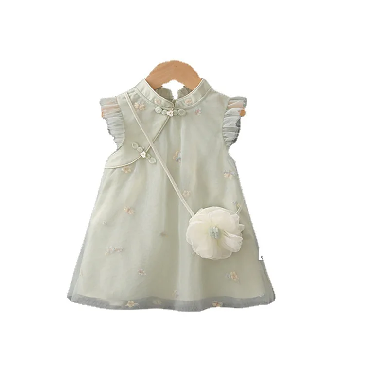 Summer dress package girl Chinese style dress long skirt cheongsam baby skirt