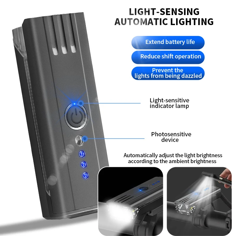 Outdoor Riding Super Bright LED Bike Light By-wire Horn Portable Bike Front Light Waterproof Rechargeable Bicycle Bike Lamp