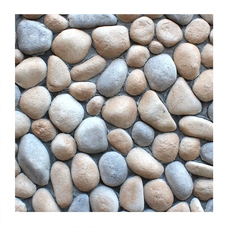 Natural exterior stone veneer outdoor wall covering 3D stone panel decorative round pebble stone