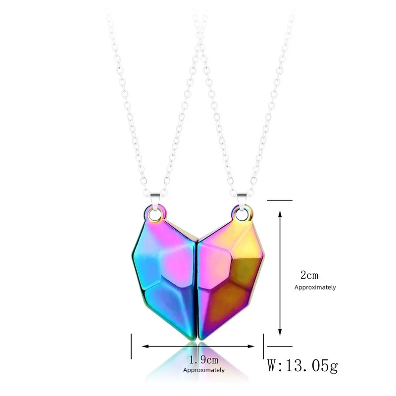 Wholesale Magnetic Two Souls One Heart Necklace Wishing Stone Creative Magnet Pendant for Couples Lovers Valentines Day Gift