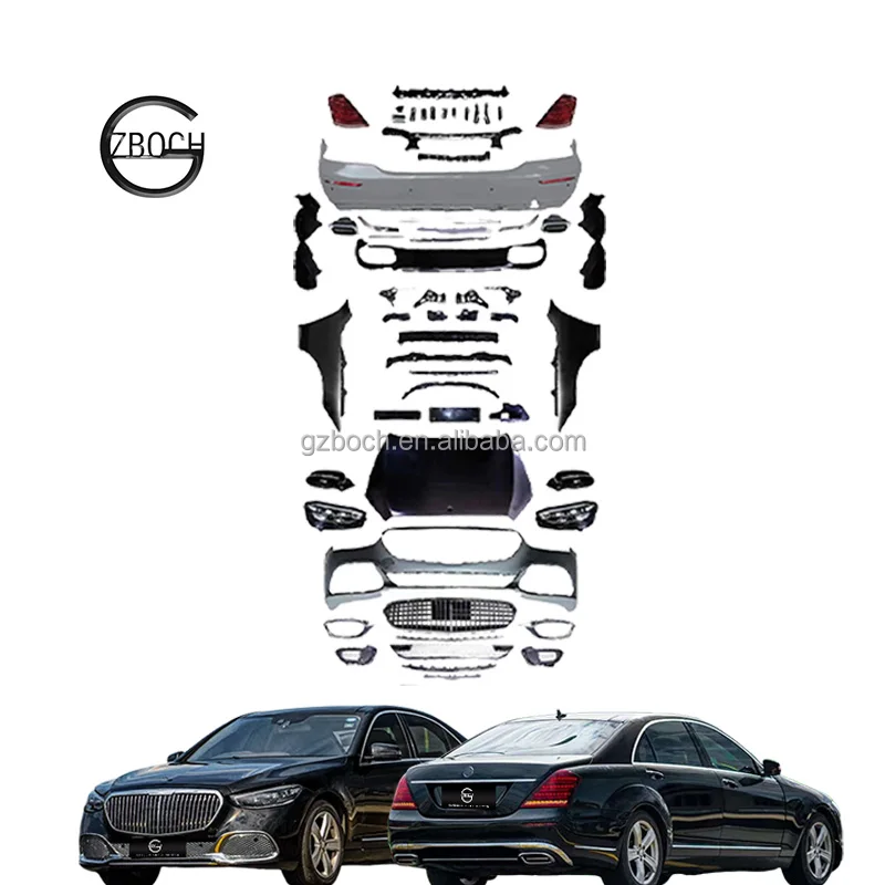 Без резки обновление W221 до W223 bodykit для Mercedes Benz s class Maybach Комплект переднего заднего бампера автомобиля 221 фар