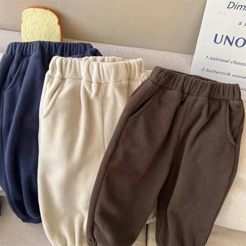 New autumn and winter children plus velvet letter leisure suit versatile pullover two-piece suit