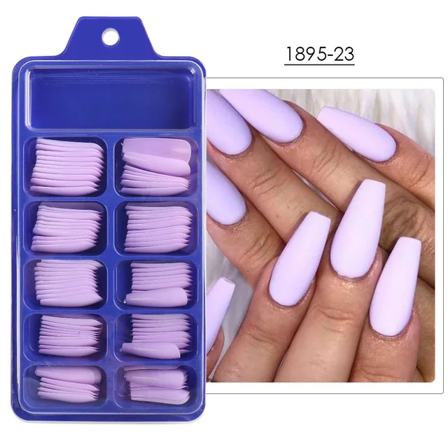 100pcs Coffin Press on Nails Long Ballerina Full Cover False Nail Tips for Women Girls Nail Manicure