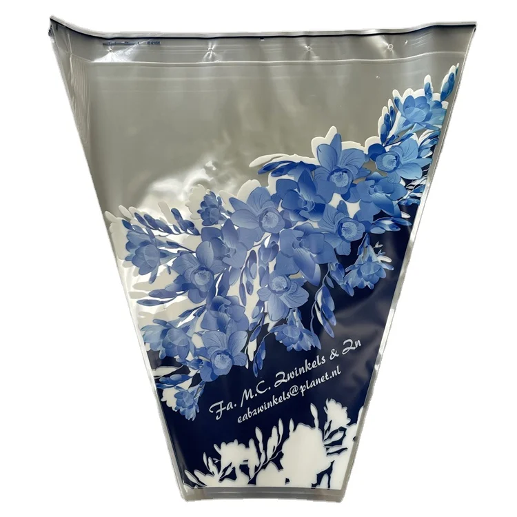 Promotional wholesale exquisite rose flower packaging bag waterproof plastic bouquet bag