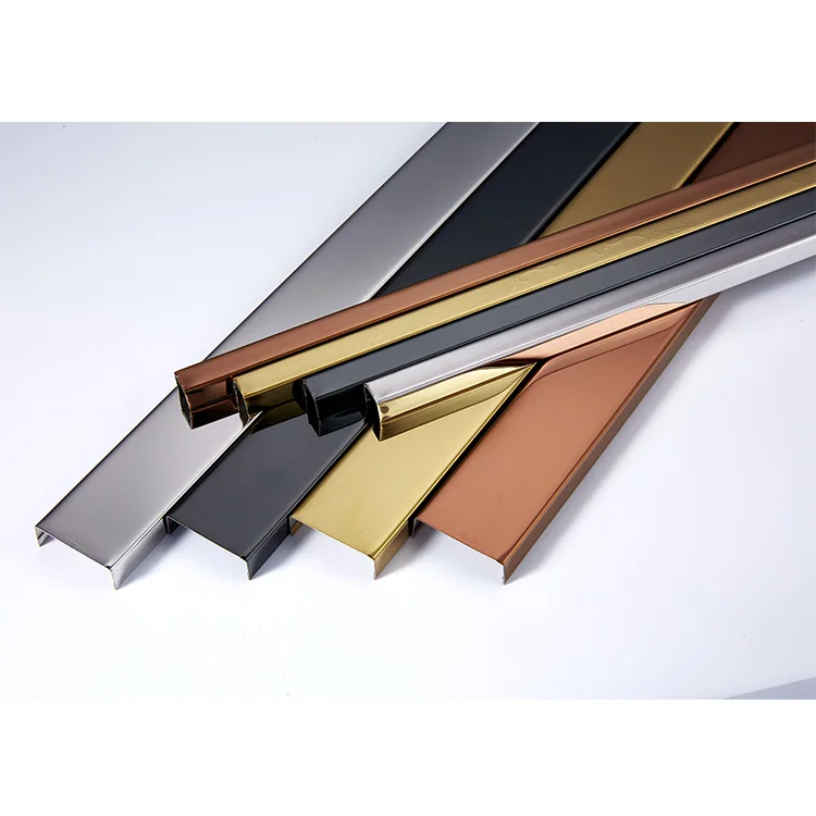 Wall metal tile divid strip u channel wall stainless steel tile trim