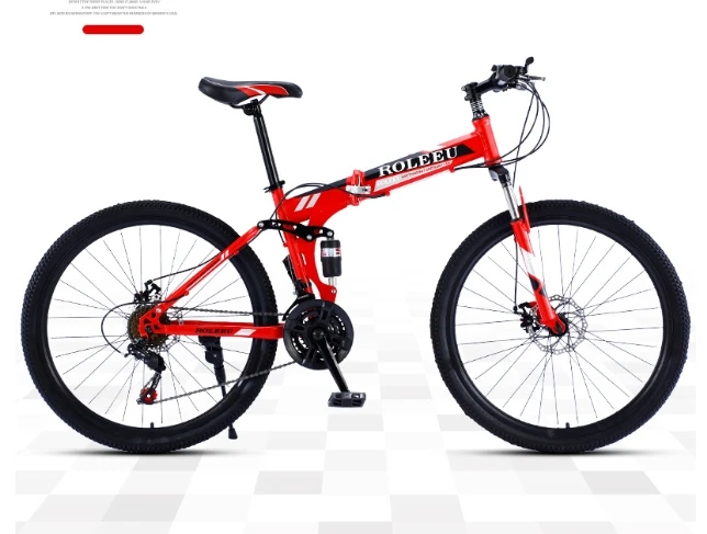 2024 Folding Bike 26 Inch Foldable Bicycle 21 Speed High Carbon Steel Shock Absorbing Front For Full Suspension Adults Mountain