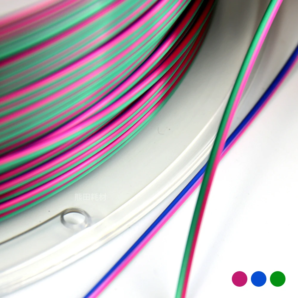 Veeology Tricolor 1kg silk PLA Filament Tricolor Color For 3d Printing 1.75mm 1KG dual Color filament