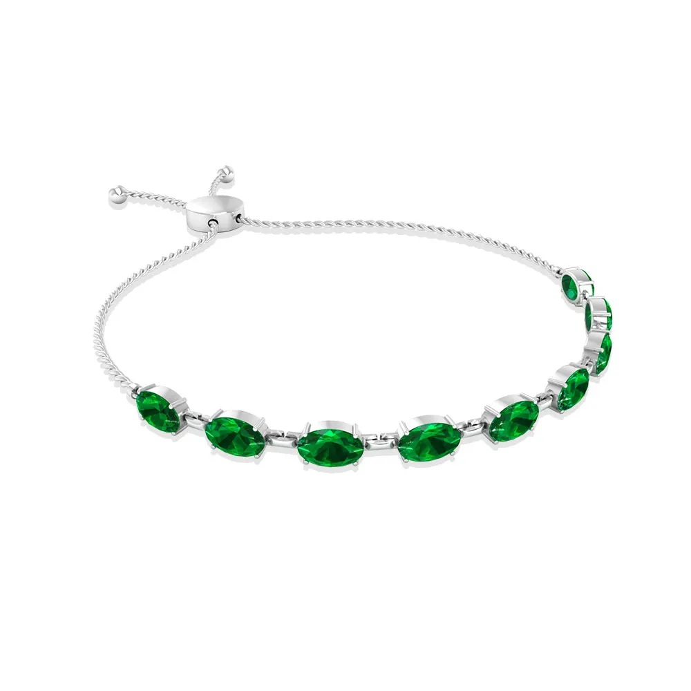 
 Dainty Emerald Bolo Bracelet, Adjustable Birthstone Link Bracelet, Mother Daughter Tennis Bracelet  