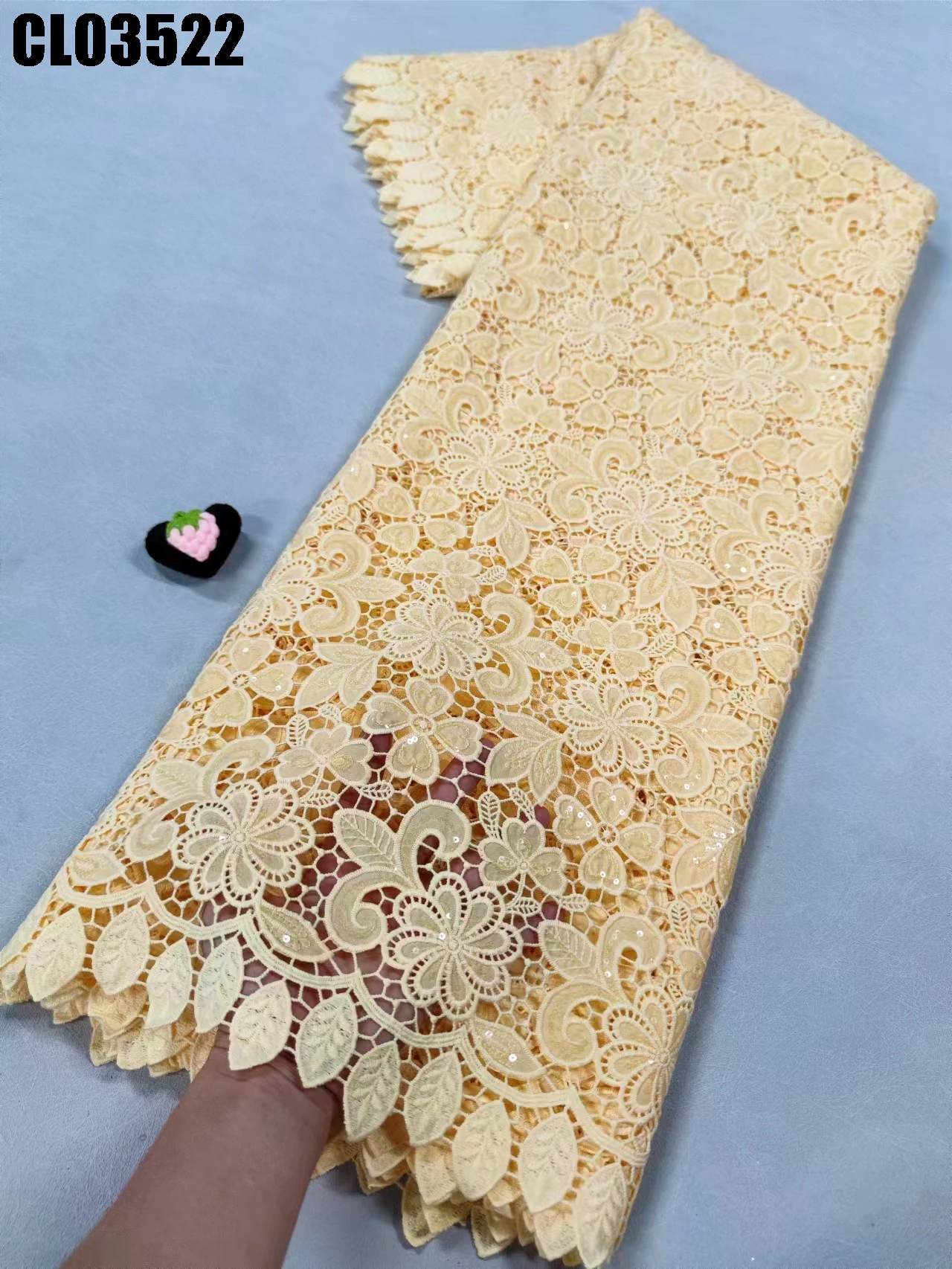 High Quality Soft White African Embroidered Lace Fashionable WaterSoluble Milk Silk Cord Lace Fabric For Party Aso Ebi Dress