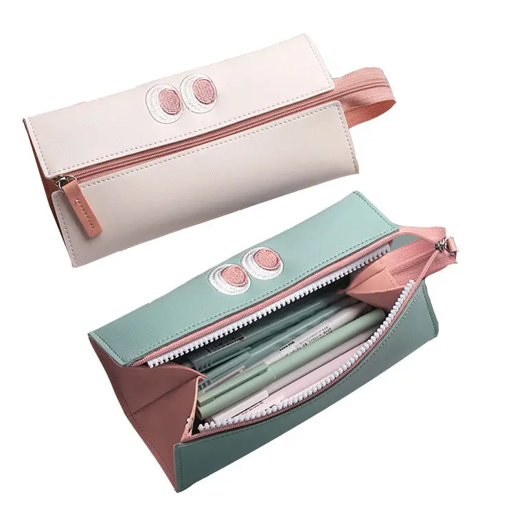 Pencil Case 2023 Cartoon Large Capacity Storage Pouch For School Recycled Waterproof Cute Pencil Bags PU Leather