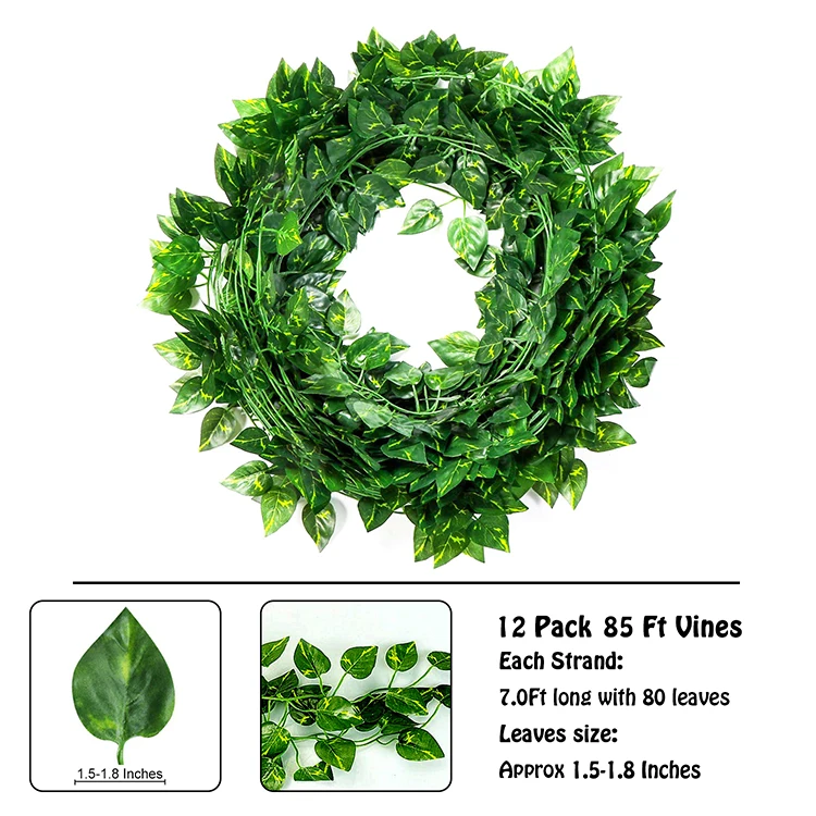Outdoor Wholesale Fabric 12Pc 85Ft Artificial Ivy Vines Indoor Home Decor Wedding Decorative Wall