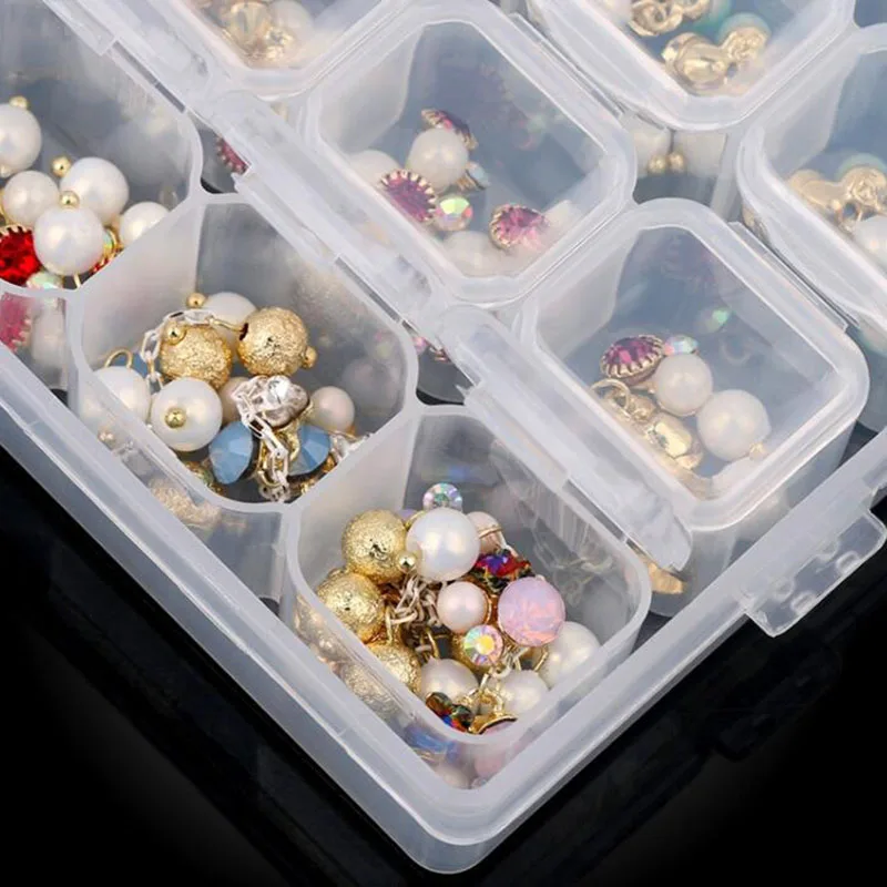 28 Grid Nail Storage Box Jewelry Organizer Cosmetics Diamond Painting Storage Nail Decoration Accessories Clear Plastic BH-A215