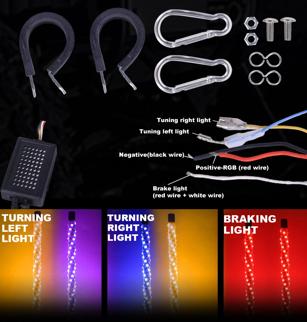 Off Road Offroad Latigos Buggy Whip Antena Led Rgb Antennas Utv Parts Whip Light Off Road