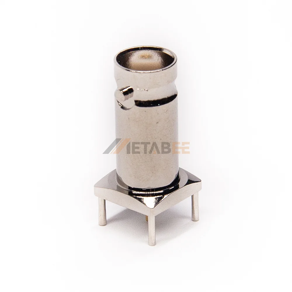 Straight Nickel Brass Material PCB BNC Jack Connector