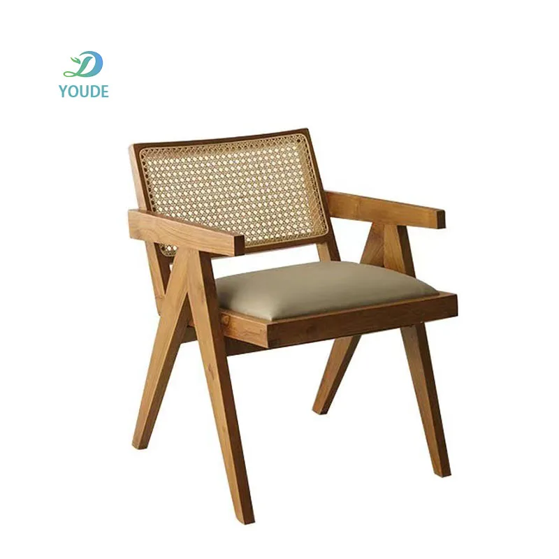 Factory Wholesale Durable Solid Wood Restaurant Natural Rattan Dining Chair Foldable Wooden Chair Activity