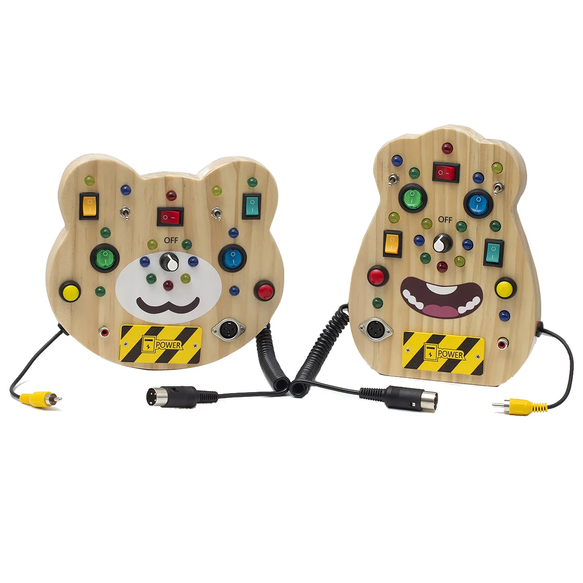 2024 Wooden Sensory Led Switch Electronic Busy Activity Board Toddlers Up Pluggable Wires Montessori Light Switch Toys For Kids