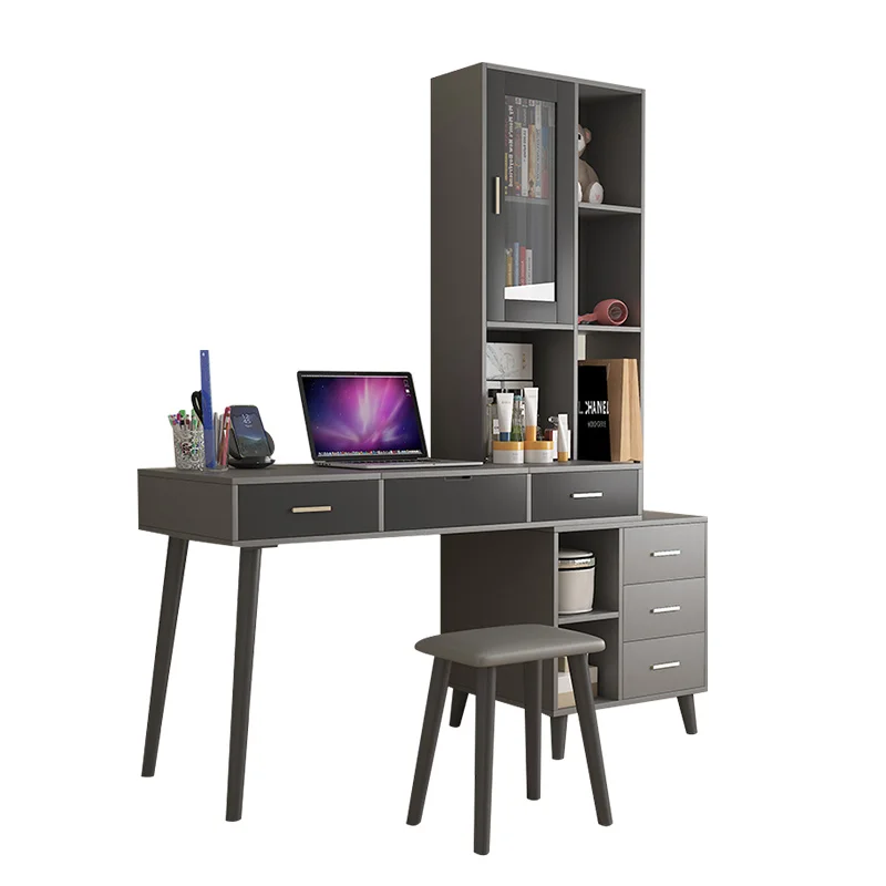 Computer Desk Modern Simple and Economical Bedroom Desk Bookshelf Integrated Table Home Furniture MDF