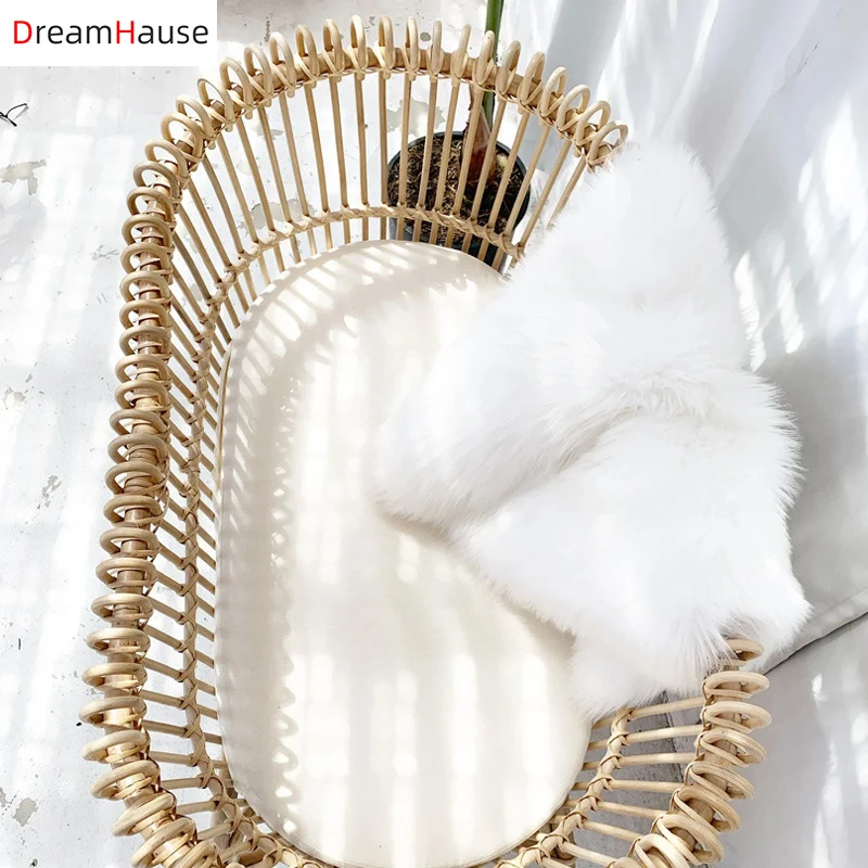 Dreamhause Nordic style full rattan crib newborn unpainted BB bed