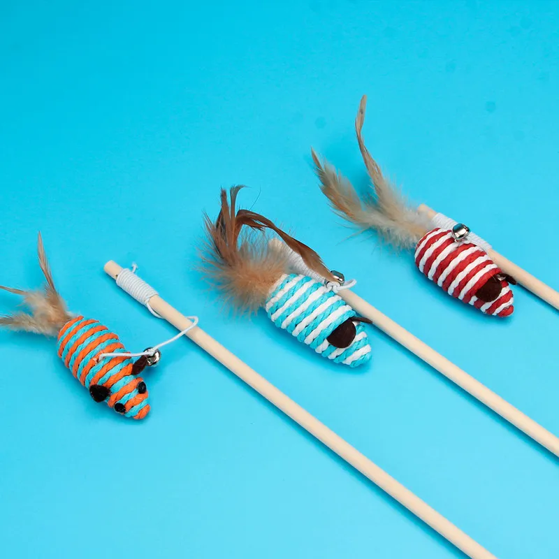 Cheap Cute Cat Interactive Teaser Toy With Bell Funny Cat Toys Interactive Teaser