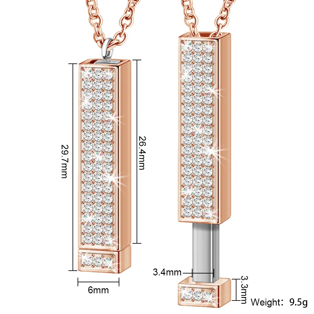 Customizable Stainless Steel 3D Bar Pendant Necklace Retractable Feature Classic Unisex Party Engagement Pearled Letter