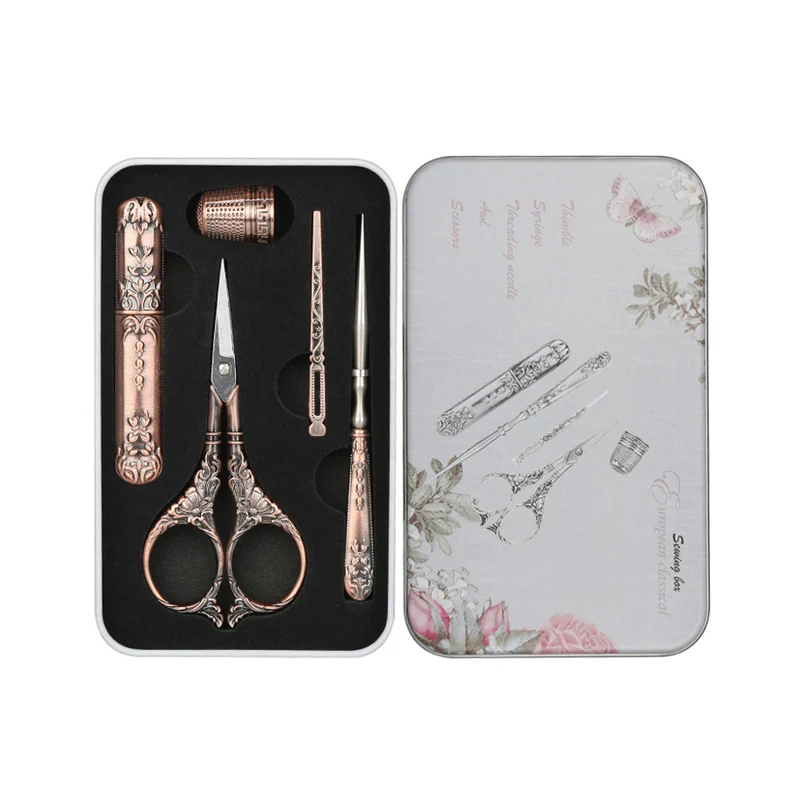 Hot sale retro embroidery cut tea ceremony tea bag scissors cross stitch scissors set