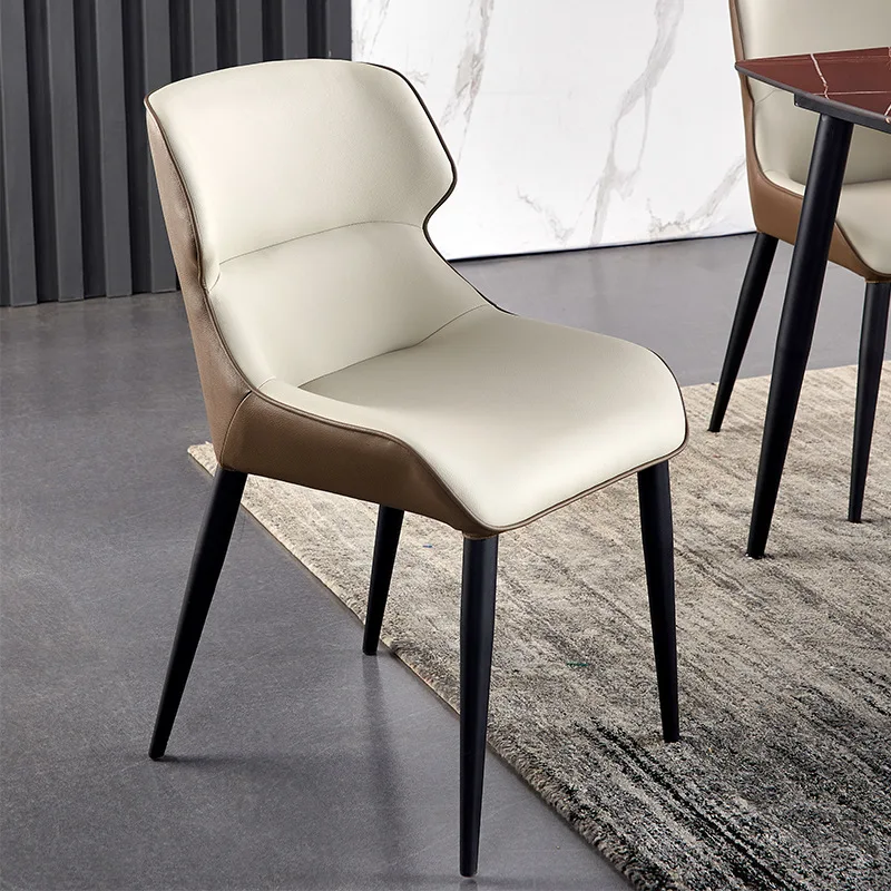 Modern minimalist dining leather art backchairs, Nordic light luxury minimalist home restaurants, hotel desks, dressing