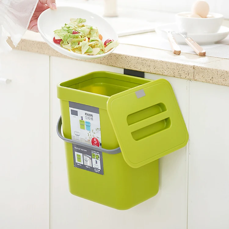 Custom LOGO Kitchen Punch-Free Wall-Mounted Trash Can Bathroom Dust Bin Creative Plastic Garbage Bin with Lid