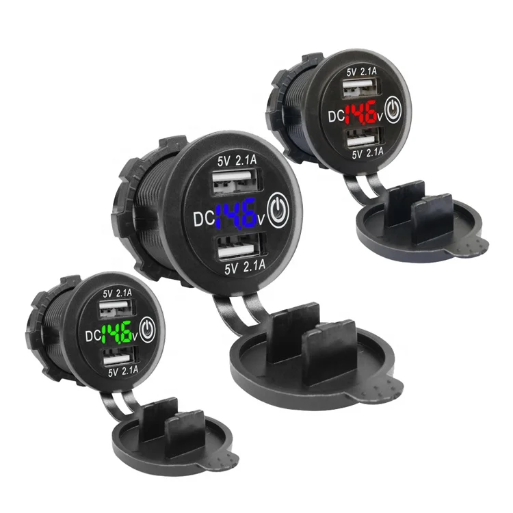 1A 4.2A 5V 12V 24V 2 порта двойной USB Автомобильное зарядное устройство с синим светодиодным индикатором для мотоцикла модифицированное зарядное устройство для мобильного телефона