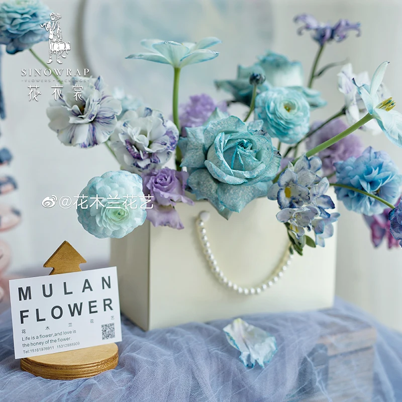 
High Quality 250 grams Waterproof Colorful Bouquet Packing Fresh Flower Paper Bag 