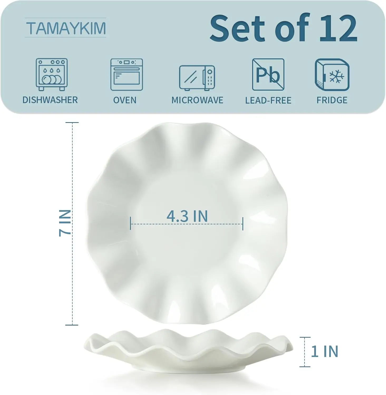 Wide edge easy to clean Dishwasher Safe Wavy Dinnerware Sets White  Dessert Appetizer 14in dinner Plates
