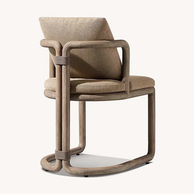 Outdoor Furniture Modern Terrace Leisure Dining Chair Armchair Patio Weathered Teak Furniture