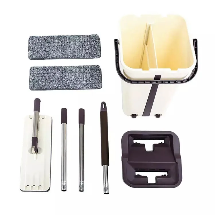 Removable 360 Degree Rotation Stainless Steel  Pole Handle spin Mop for Squeeze Flat Cleaning Mop with Bucket