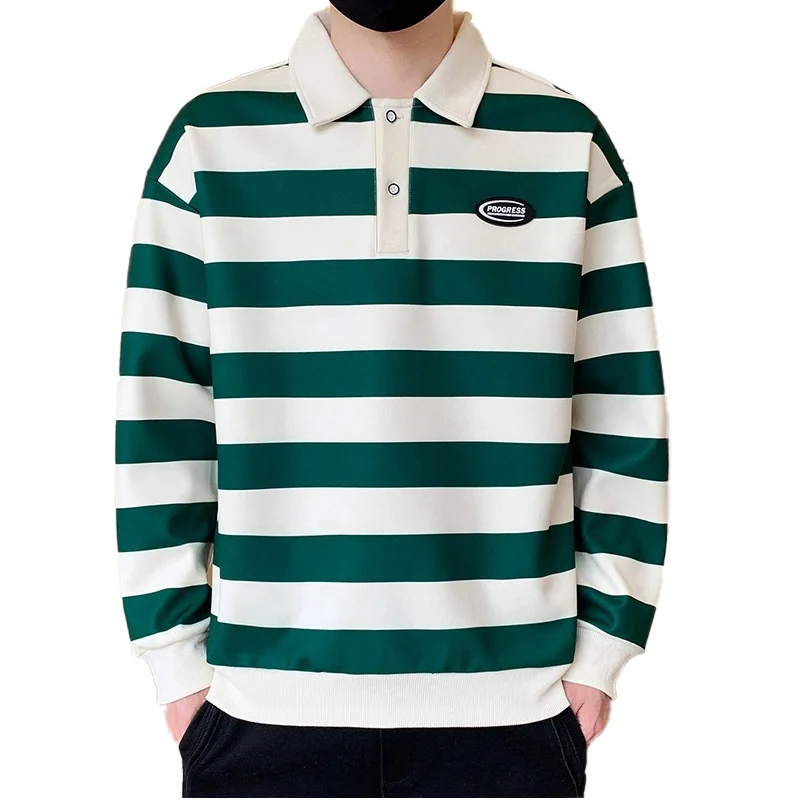 100% Cotton Drop Shoulder Casual Golf Sweatshirt Polo Collar Hoodie Suits For Men