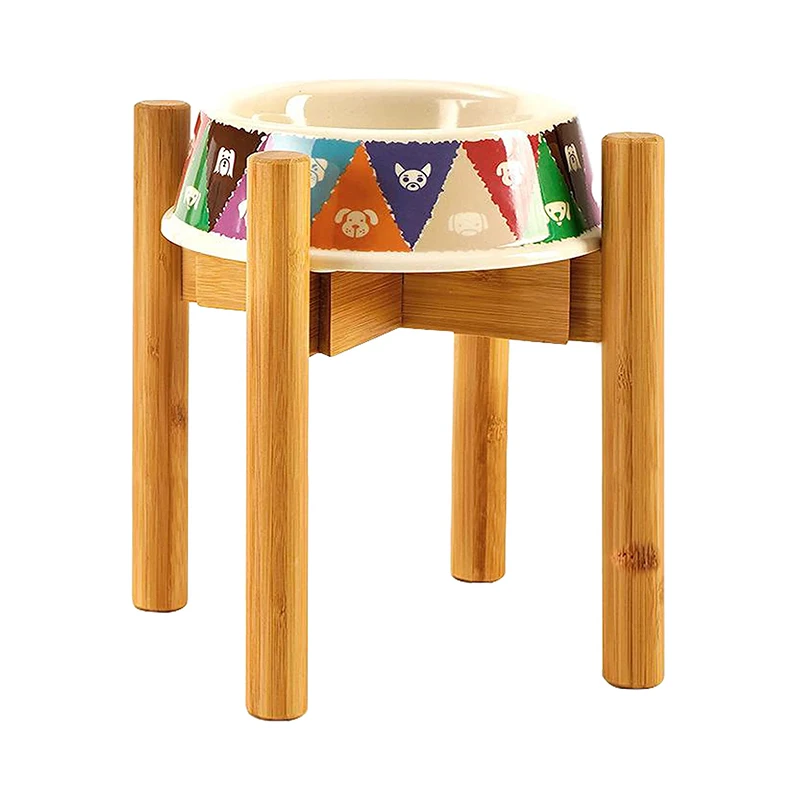 Natural Extendable Holder Fits Most Pet Bowl Sizes and Shapes Adjustable Bamboo Dog Bowl Stand for Medium and Large Dogs