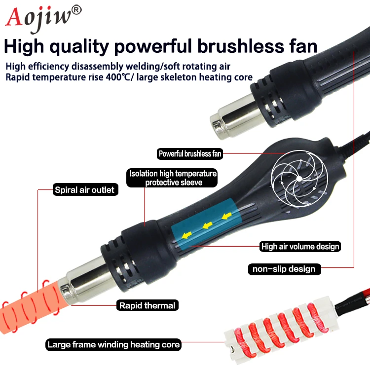 Aojiw 8586  2 in 1 combined  hot air gun  and  soldering station  rework station  desoldering