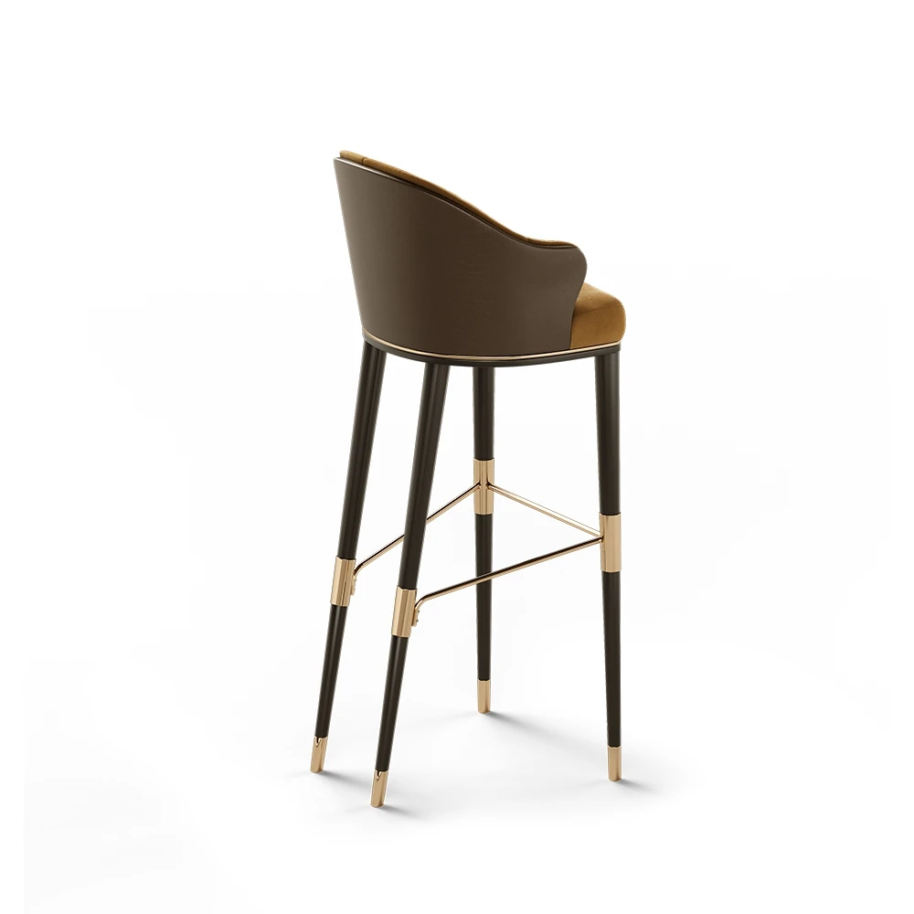 Italian designers light luxury solid wood bar stools modern bar furniture modern hotel bar chairs customized high footed stools