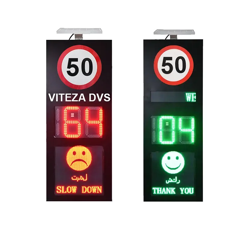 Solar Powered Road Traffic Speed Indicator Highway Limit Sensor Detector Meter Doppler Smile/Sad Face Radar Traffic Warning