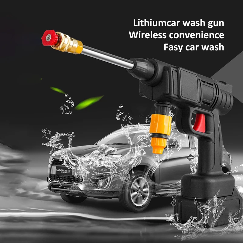 Portable High-Pressure Wireless Car Washer with Lithium Battery Water Spray Gun for Cleaning Cars and Garden Easy to Use