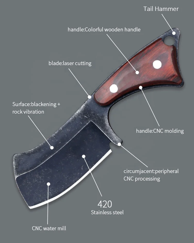 2025 NEW PL Portable Pocket Stone Wash Blade Outdoor Survival Knife For Wooden Handle Stainless Steel Hunting Knives Fixed Blade