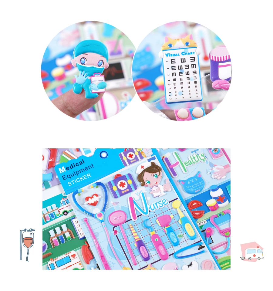 SHANLE Fun Tool Puffy Sticker for Kids Play Journal Korean Decor Memo pads Bubble Stickers Set Custom PVC EVA Stickers