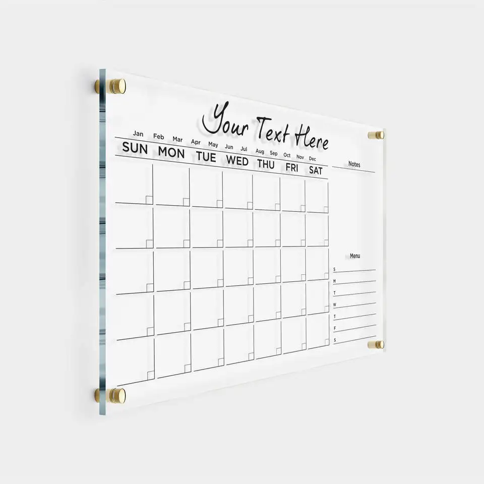 Custom Printing Clear Magnetic Acrylic Wall Calendar Board