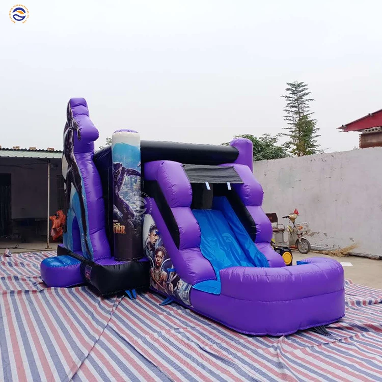 Black Inflatable Panther Bouncer Jumping Bouncy Castle Bounce House Combo Slide