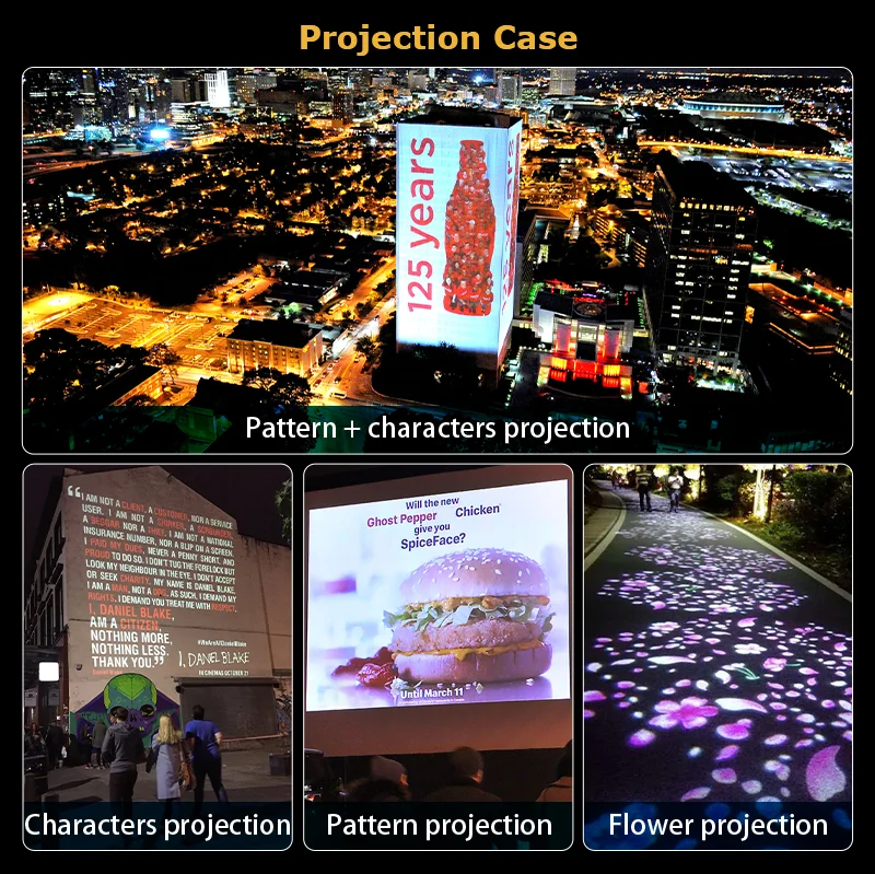 200w Gobo Image Outdoor Waterproof Ip65 17000 Lumens Led Lighting Advertising Floor Logo Projector